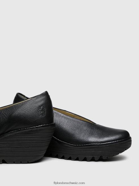 CH Fly London Frauen Keilschuhe yaz Schwarz glänzend 2664702