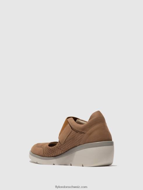 CH Fly London Frauen Klettverschlussschuhe naje583 Sand 2664623