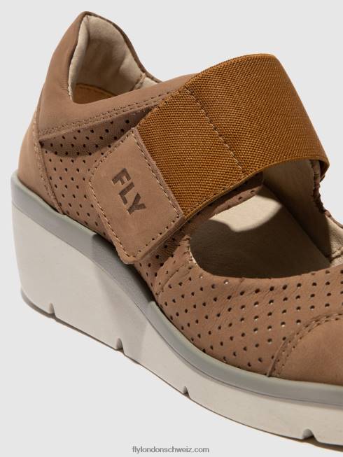 CH Fly London Frauen Klettverschlussschuhe naje583 Sand 2664623