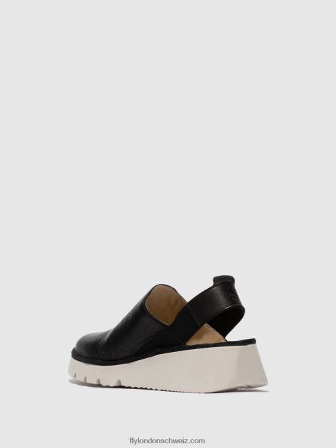 CH Fly London Frauen Slingback-Schuhe plog430 Schwarz 2664645