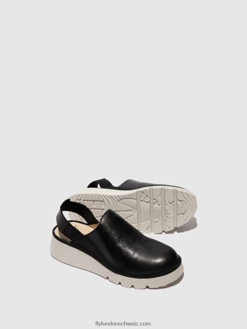 CH Fly London Frauen Slingback-Schuhe plog430 Schwarz 2664645