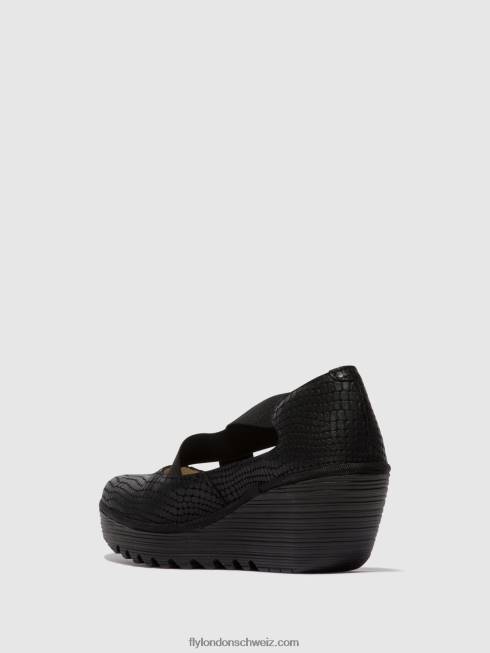 CH Fly London Frauen elastische Schuhe yoly402 Schwarz 2664684