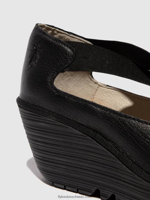 CH Fly London Frauen elastische Schuhe yoly402 Schwarz 2664684