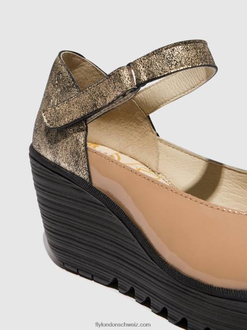 CH Fly London Frauen Mary Jane Schuhe yawo345 Cappuccino/Champagner 2664671
