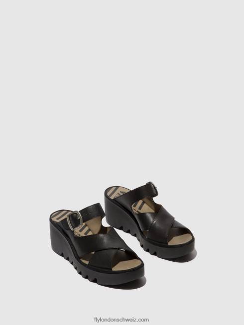 CH Fly London Frauen Keilpantoletten bocy409 Schwarz 2664356