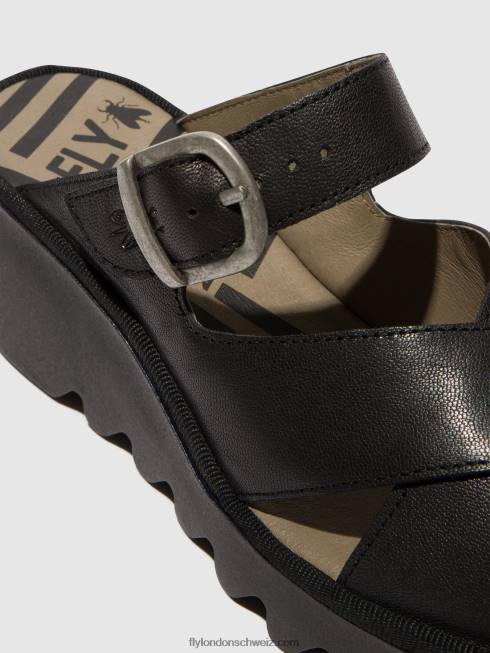 CH Fly London Frauen Keilpantoletten bocy409 Schwarz 2664356