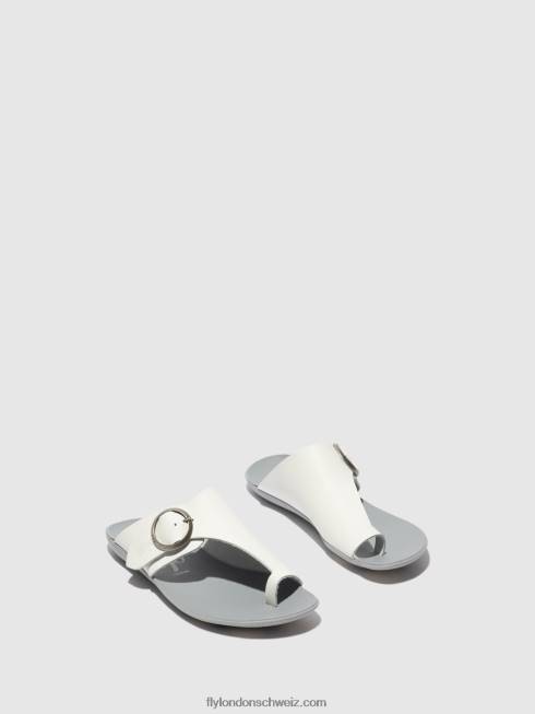 CH Fly London Frauen Pantoletten mit offener Zehenpartie, Mica758 Zaumzeug weiß 2664385