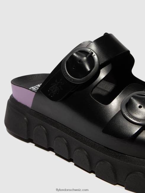 CH Fly London Frauen Schnallenpantoletten cide946 schwarz (violett) 2664376