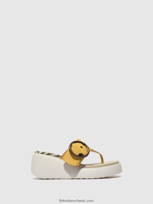 CH Fly London Frauen Schnallenpantoletten dafi938 Gelb 2664372