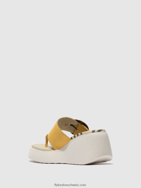 CH Fly London Frauen Schnallenpantoletten dafi938 Gelb 2664372