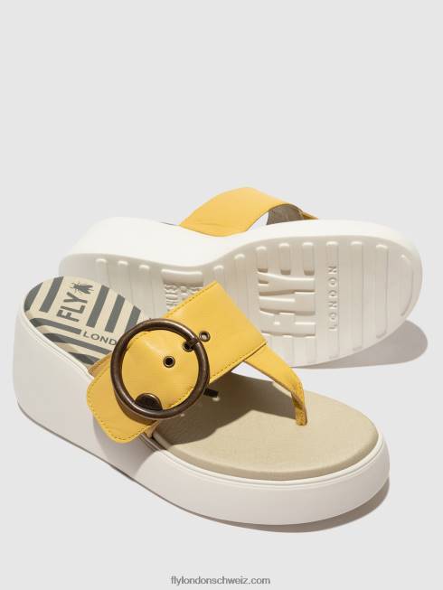 CH Fly London Frauen Schnallenpantoletten dafi938 Gelb 2664372