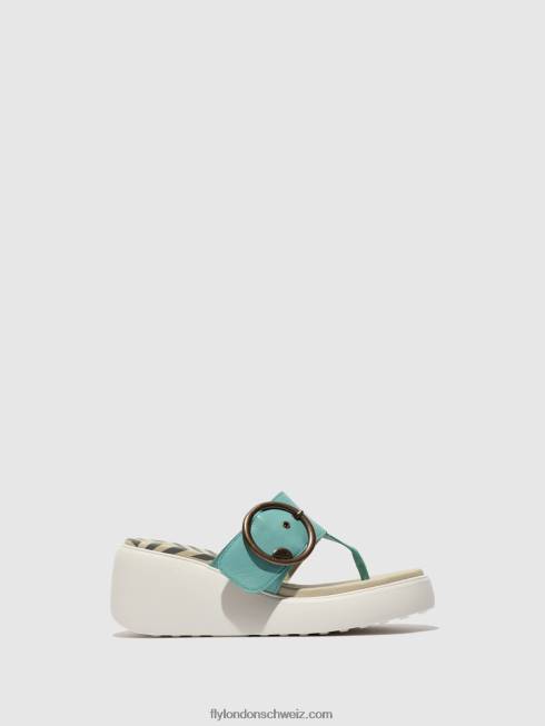 CH Fly London Frauen Schnallenpantoletten dafi938 Türkis 2664375