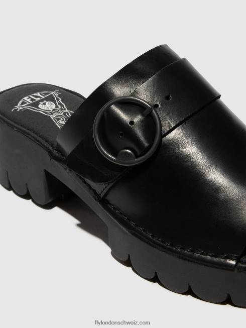 CH Fly London Frauen Schnallenpantoletten eple519 Schwarz 2664370