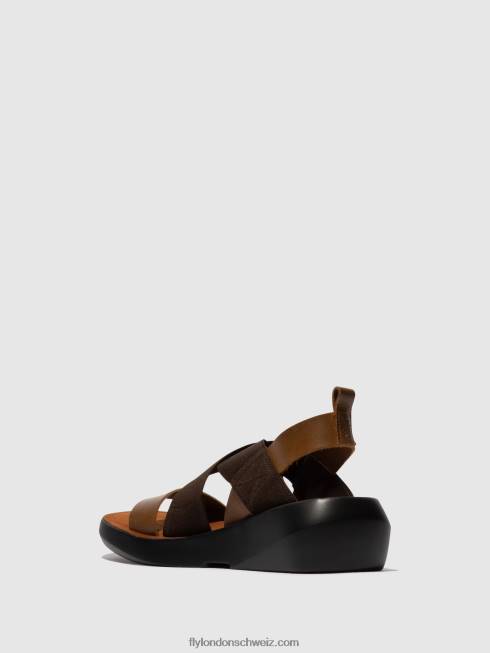 CH Fly London Frauen Crossover-Sandalen baji848 Kamel 2664594