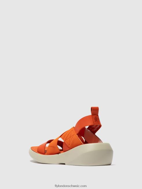 CH Fly London Frauen Crossover-Sandalen baji848 Koralle 2664590