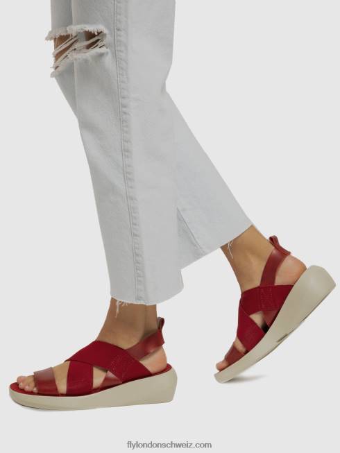 CH Fly London Frauen Crossover-Sandalen baji848 Rot 2664591