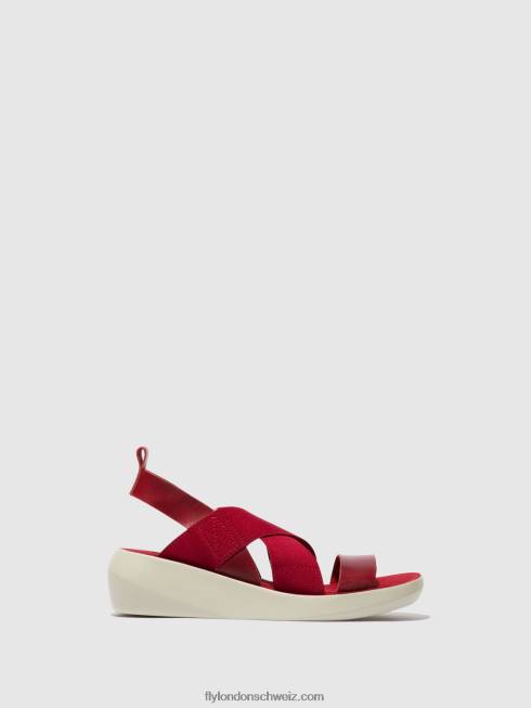 CH Fly London Frauen Crossover-Sandalen baji848 Rot 2664591