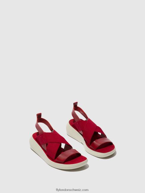 CH Fly London Frauen Crossover-Sandalen baji848 Rot 2664591