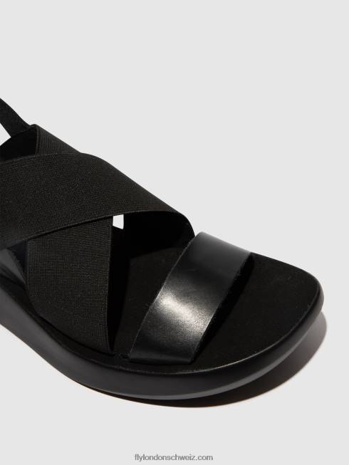 CH Fly London Frauen Crossover-Sandalen baji848 Schwarz 2664593