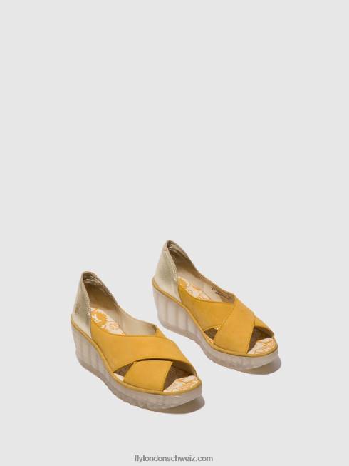 CH Fly London Frauen Crossover-Sandalen yoma307 Hummel/Gold 2664490