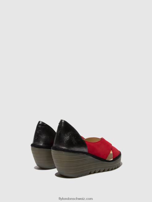 CH Fly London Frauen Crossover-Sandalen yoma307 Lippenstift rot/graphit 2664483