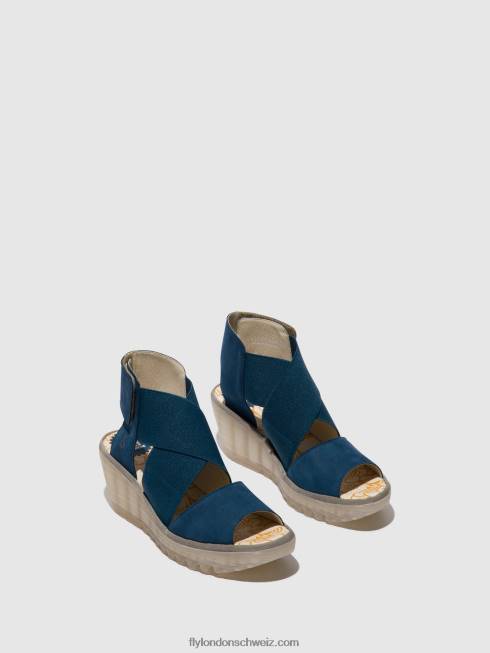 CH Fly London Frauen Crossover-Sandalen yuba385 Blau 2664485