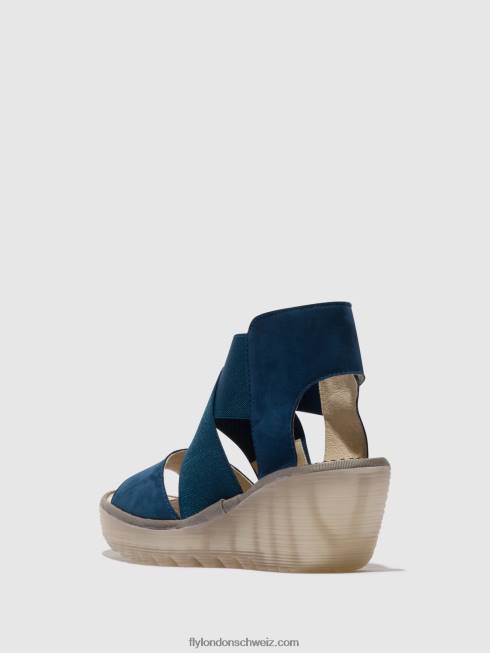 CH Fly London Frauen Crossover-Sandalen yuba385 Blau 2664485