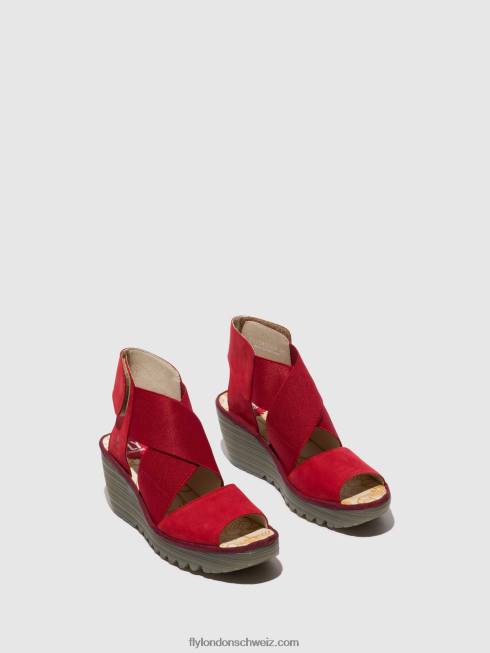 CH Fly London Frauen Crossover-Sandalen yuba385 Lippenstift rot 2664486