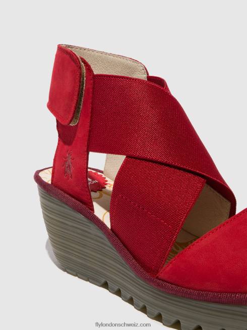 CH Fly London Frauen Crossover-Sandalen yuba385 Lippenstift rot 2664486