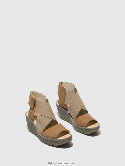 CH Fly London Frauen Crossover-Sandalen yuba385 Sand 2664487