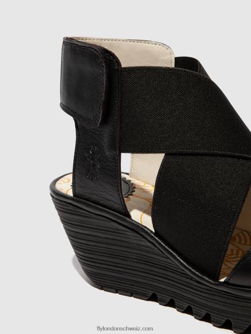 CH Fly London Frauen Crossover-Sandalen yuba385 Schwarz 2664561