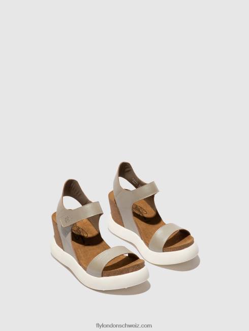 CH Fly London Frauen Klettsandalen gogo967 Silber 2664400