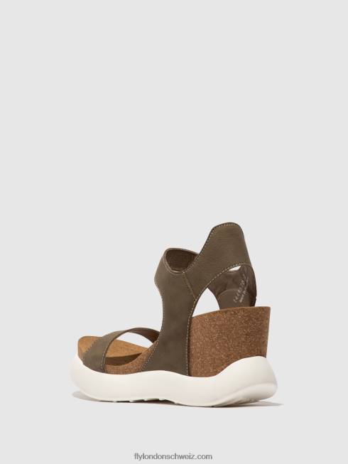 CH Fly London Frauen Klettsandalen gogo967 khaki 2664398