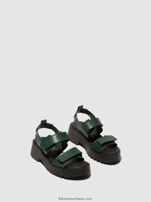 CH Fly London Frauen Klettsandalen meka857 Benzin 2664392