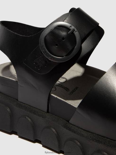 CH Fly London Frauen Knöchelriemensandalen cree947 Schwarz 2664506