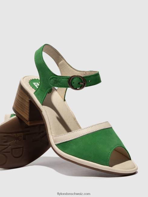 CH Fly London Frauen Knöchelriemensandalen lear374 hellgrün/offwhite 2664569