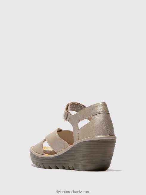 CH Fly London Frauen Knöchelriemensandalen yent365 Silber 2664565