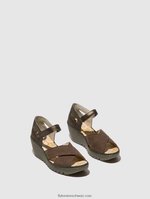 CH Fly London Frauen Knöchelriemensandalen yent365 Zinn 2664509