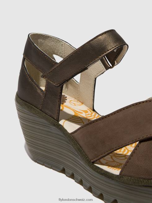 CH Fly London Frauen Knöchelriemensandalen yent365 Zinn 2664509