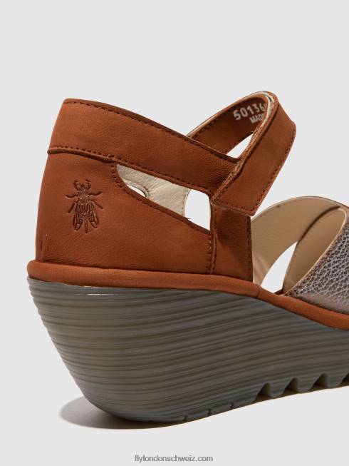 CH Fly London Frauen Knöchelriemensandalen yent365 bronze/braun 2664567