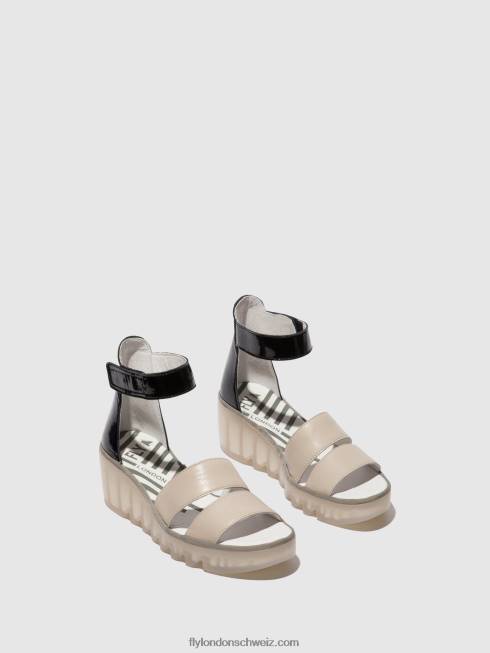 CH Fly London Frauen Riemchensandalen bono290 Wolke/Schwarz 2664427