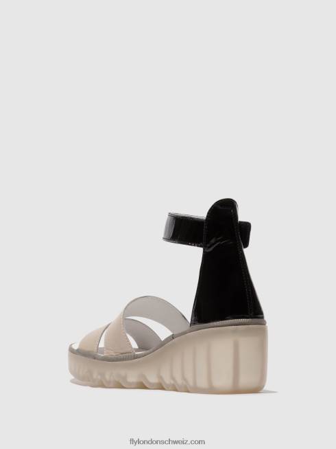 CH Fly London Frauen Riemchensandalen bono290 Wolke/Schwarz 2664427