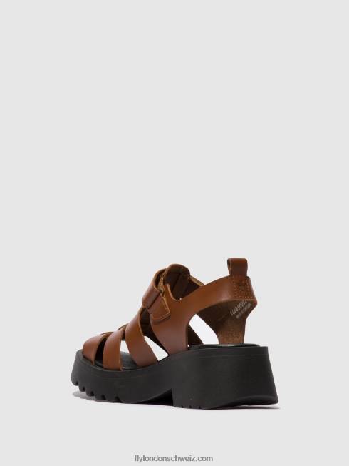 CH Fly London Frauen Riemchensandalen maie850 Cognac 2664534