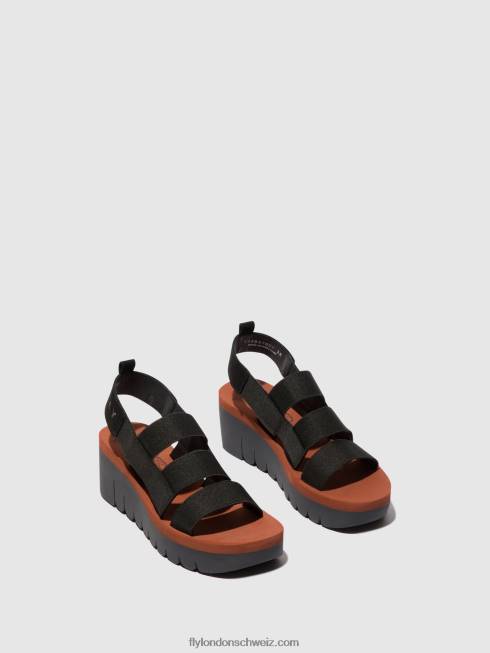 CH Fly London Frauen Riemchensandalen yere847 schwarz (Ziegel) 2664536