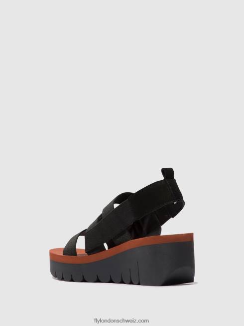 CH Fly London Frauen Riemchensandalen yere847 schwarz (Ziegel) 2664536