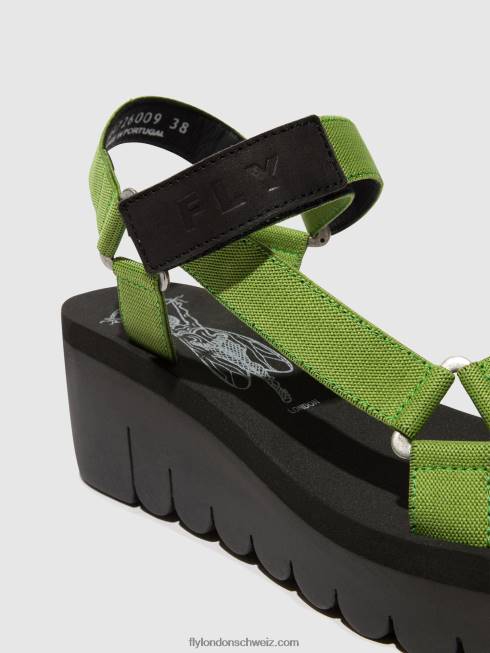CH Fly London Frauen Sandalen mit Klettverschluss yefa726 schwarz/avocado (schwarz 2664394