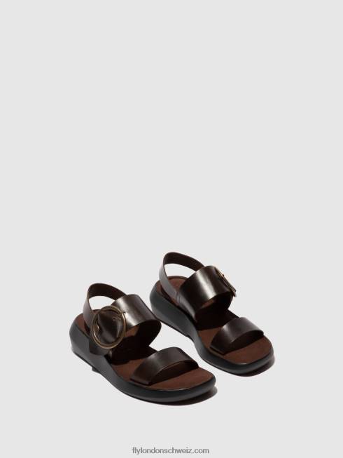 CH Fly London Frauen Slingback-Sandalen bani739 dunkelbraun 2664468