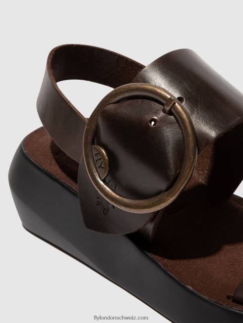 CH Fly London Frauen Slingback-Sandalen bani739 dunkelbraun 2664468