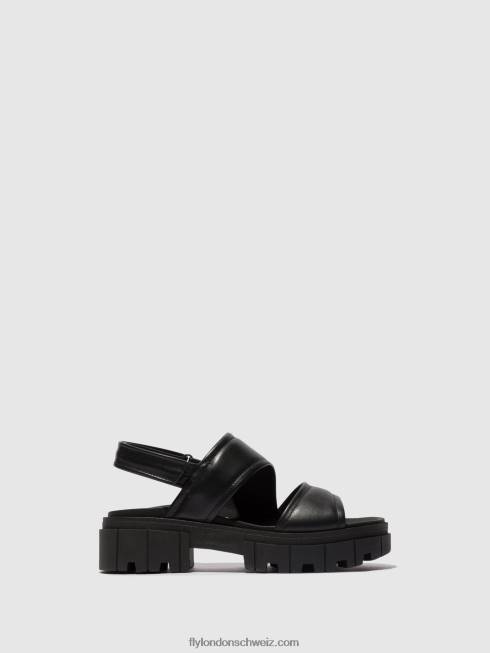 CH Fly London Frauen Slingback-Sandalen jira865 Schwarz 2664542