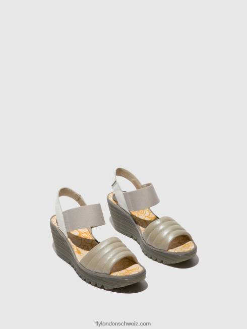 CH Fly London Frauen Slingback-Sandalen yiko414 silber/offwhite 2664435